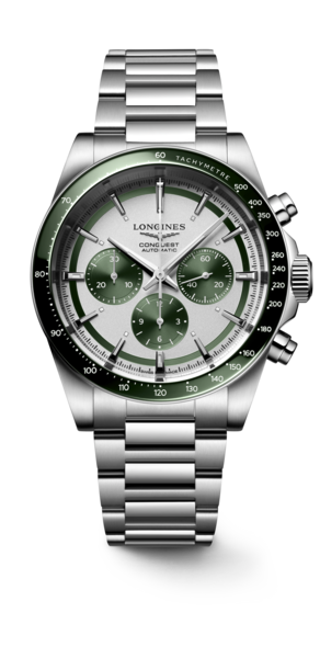 watchl3.835.4.02.6.png Conquest Chronograph - Yeşil İbreli Mat Gümüş - Görsel 1